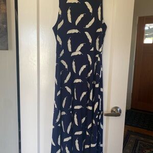 Fighting Eel Navy Feather Print Dress
